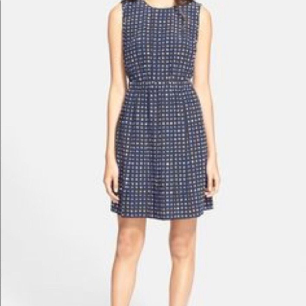 Kate Spade | Silk Blend Black & Blue Sleeveless Fit & Flare Dress Size 6